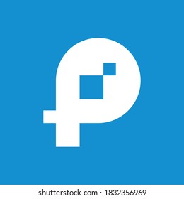 P Logo Letter Pixel like Elephant face icon
