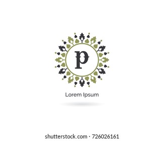 P logo, luxury letter p vector monogram. Cosmetics and beauty brand logo