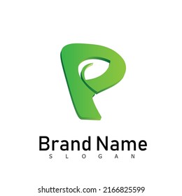 P logo nature green leaf icon symbol