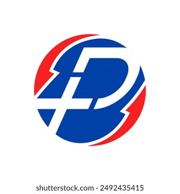 P logo with a plus sigh incorporated and two arrows moving around in circles. Can be used by clinics or hospitals or other medical related facilities or services as a logo or symbol.