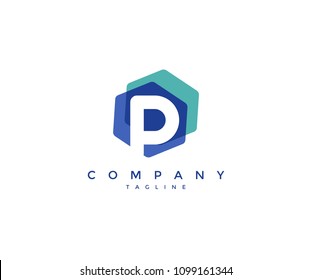 P logo polygon vector icon