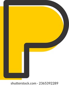 P logo sign yellow color with black outline 