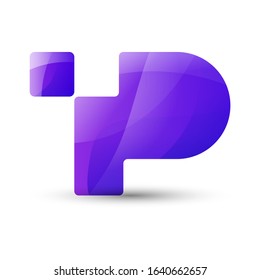 p logo with square purple design