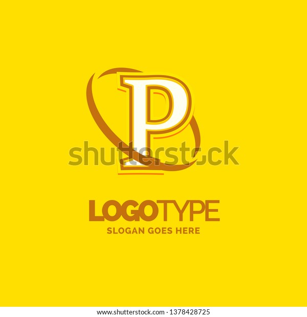 P Logo Template Yellow Background Circle Stock Vector (Royalty Free ...