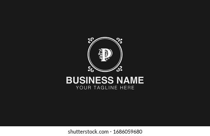 P logo Unique Minimal Style golden and black colour initial based logo design vector illustrator