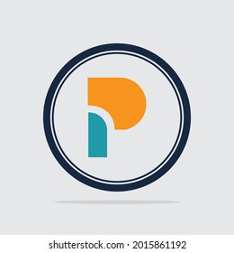 P-Logo, Vektorgrafik auf grauem Hintergrund