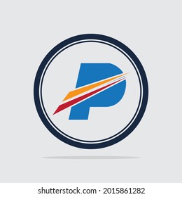 Ilustración vectorial del logotipo P en fondo gris