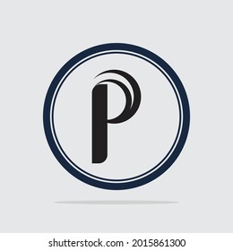 Ilustración vectorial del logotipo P en fondo gris