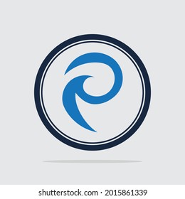 Ilustración vectorial del logotipo P en fondo gris
