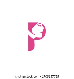 P Logo With Woman Face Silhouette