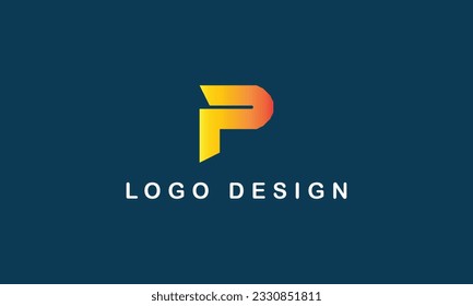 P logo yellow red gradient concept creative simple logo with blue background