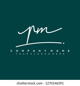P M Initial handwriting logo vector