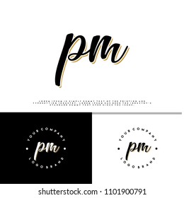 P M initial name vintage logo vector