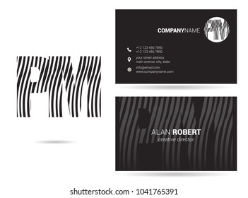 P & M joint logo waves letter design with business card template