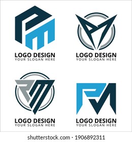 Colección de diseño de logotipo P M