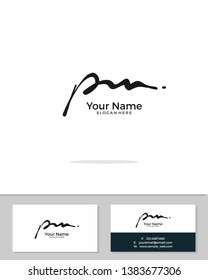 P M PM initial handwriting logo template vector.  signature logo concept