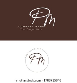 P M PM Initial letter handwriting and signature logo. Beauty vector initial logo .Fashion, boutique, floral and botanical