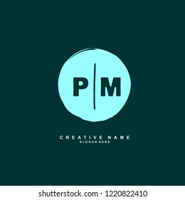 P M PM Initial logo template vector