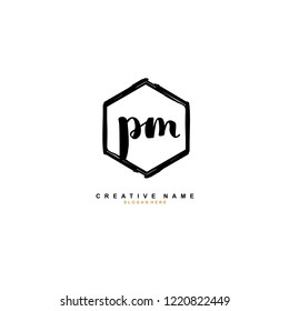 P M PM Initial logo template vector