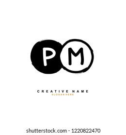 P M PM Initial logo template vector