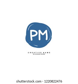 P M PM Initial logo template vector