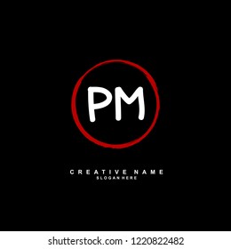 P M PM Initial logo template vector