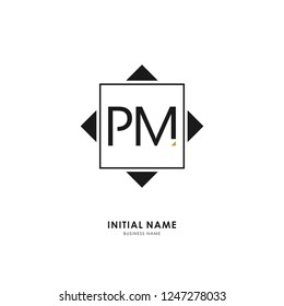 P M PM Initial logo letter with minimalist concept. Vector with scandinavian style logo.