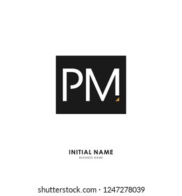 P M PM Initial logo letter with minimalist concept. Vector with scandinavian style logo.