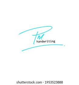 P m Pm initial logo handwriting template vector