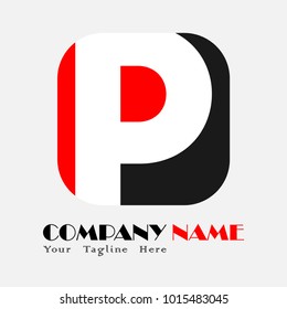 P mark negative space logo, Abstract icon with red and black colour for your company icon.