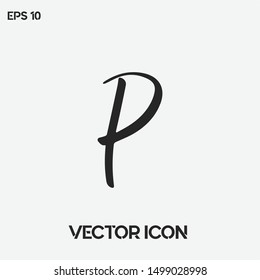"P" modern calligraphy letter vector icon. Handwritten typographic logo. Premium quality.