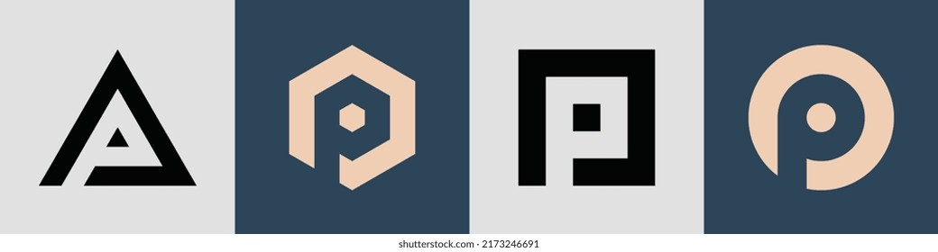 P modern initial letter logo design vector bundle. It will be suitable for which company or brand name start those initial.