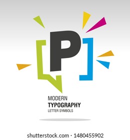 P modern typography letter symbol colorful sign icon sticker
