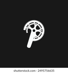 P monogram letter bicycle crank logo design vector illustration