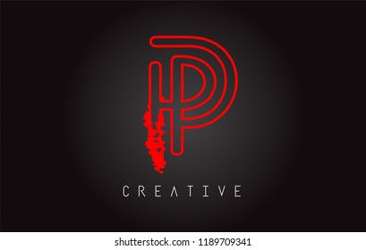 P Monogram Letter Design Brush Paint Stroke. Letter Logo with Monogram Paintbrush Vector Illustration.