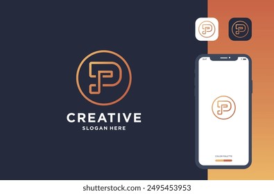 p monograma diseño de logotipo marca de negocios inspiración