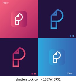 P monogram. P logo. Paper factory emblem. Letter P as a paper roll. Wallpaper icon.