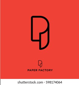 P monogram. P logo. Paper factory emblem.
Letter P as a paper roll. Wallpaper icon.