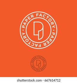 P monogram. P logo. Paper factory emblem. Letter P as a paper roll on orange background. Wallpaper icon.