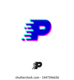 P monogram with stereo effect. P letter with movement and shift. Dynamic logo. Velocity or delivery icon. svg