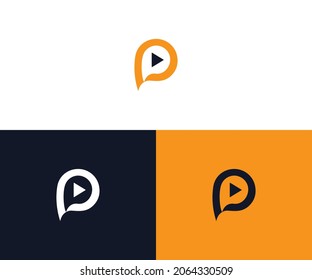 p music logo design vector