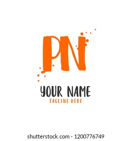 P N Handwritten logo template