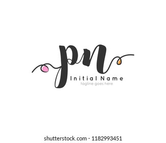 P N Initial handwriting logo vector template