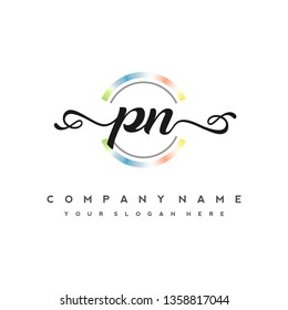 P N Initial handwriting logo vector