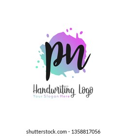 P N Initial handwriting logo vector