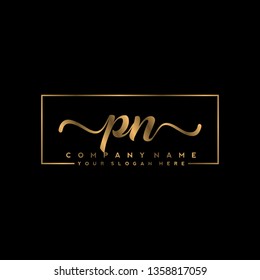 P N Initial handwriting logo vector