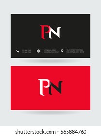 P & N Letter logo design vector element with Business card
