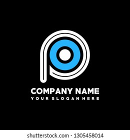 P O initial letter, modern logo design template vector