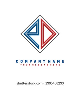 P O initial letter, modern logo design template vector