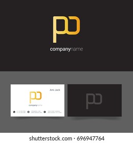 P O  joint logo design vector with business card template